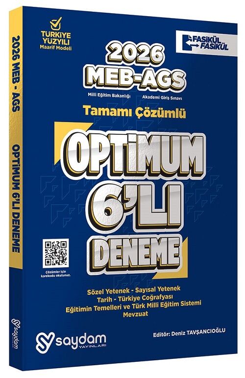 Saydam 2026 MEB-AGS Tüm Dersler Optimum 6 Deneme Fasikül Çözümlü Saydam Yayınları