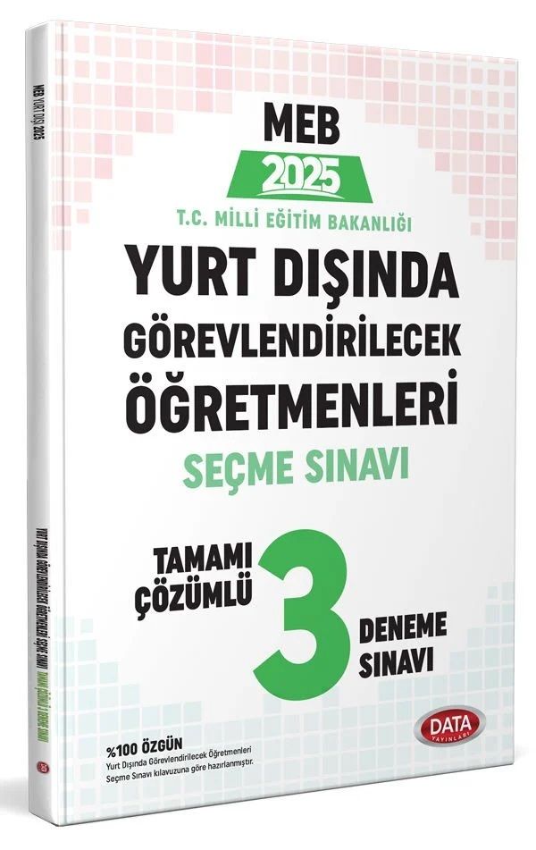 2025 MEB Yurt Dışında Görevlendirilecek Öğretmenleri Seçme Sınavı Tamamı Çözümlü 3 Data Yayınları