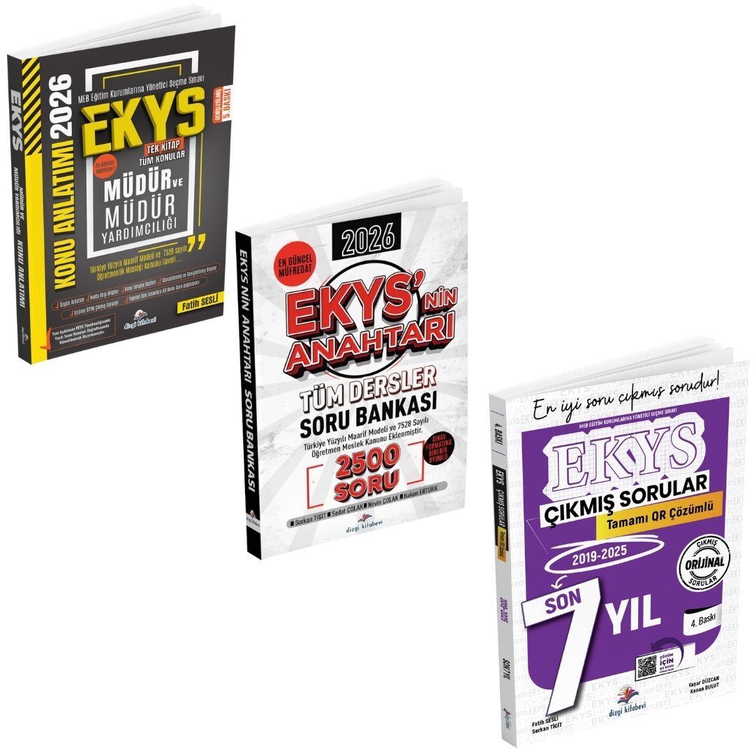 Dizgi Kitap 2026 MEB EKYS Müdür ve Müdür Yardımcılığı Konu Anlatımı & Ekys'nin Anahtarı Tüm Dersler 2222 Soru Bankası & MEB EKYS Müdür ve Müdür Yardımcılığı Son 7 Yıl Çıkmış Sorular