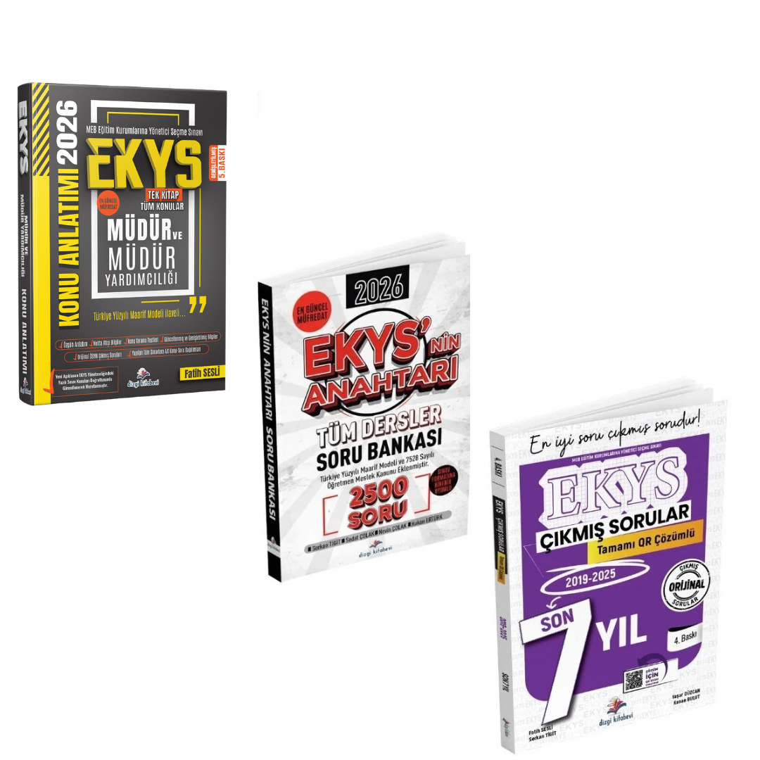 Dizgi Kitap 2026 MEB EKYS Müdür ve Müdür Yardımcılığı Konu Anlatımı & Ekys'nin Anahtarı Tüm Dersler 2222 Soru Bankası & MEB EKYS Müdür ve Müdür Yardımcılığı Son 7 Yıl Çıkmış Sorular