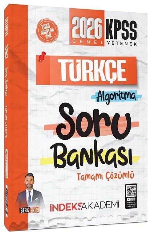 İndeks Akademi Yayıncılık 2026 KPSS Türkçe Algoritma Soru Bankası Çözümlü - Berk Ekici