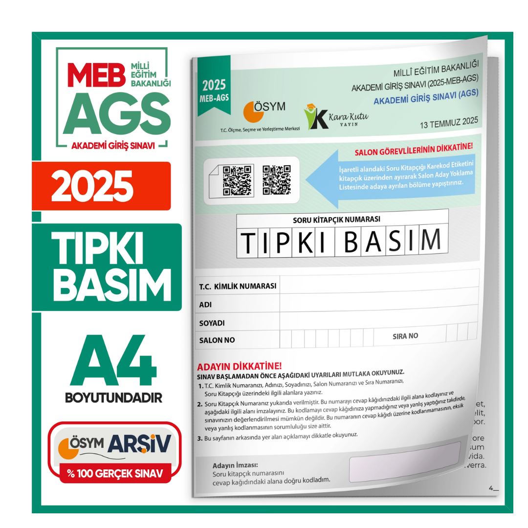 2025 MEB AGS Tıpkı Basım Çıkmış Soru ÖSYM Kitapçığı TAM HALİ Video/PDF Çözümlü Türkiye Geneli İnformal Yayınları