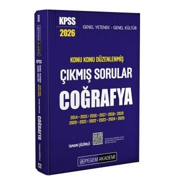 Pegem Yayınları 2026 KPSS Genel Yetenek Genel Kültür Konu Konu Düzenlenmiş Tamamı Çözümlü Çıkmış Sorular COĞRAFYA