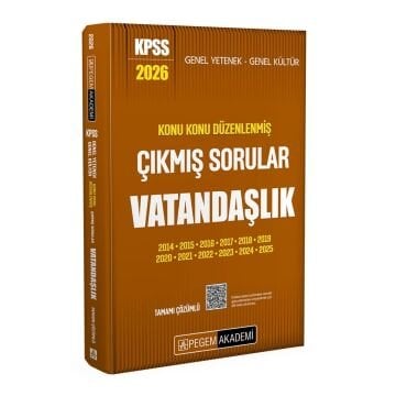 Pegem Yayınları 2026 KPSS Genel Yetenek Genel Kültür Konu Konu Düzenlenmiş Tamamı Çözümlü Çıkmış Sorular VATANDAŞLIK