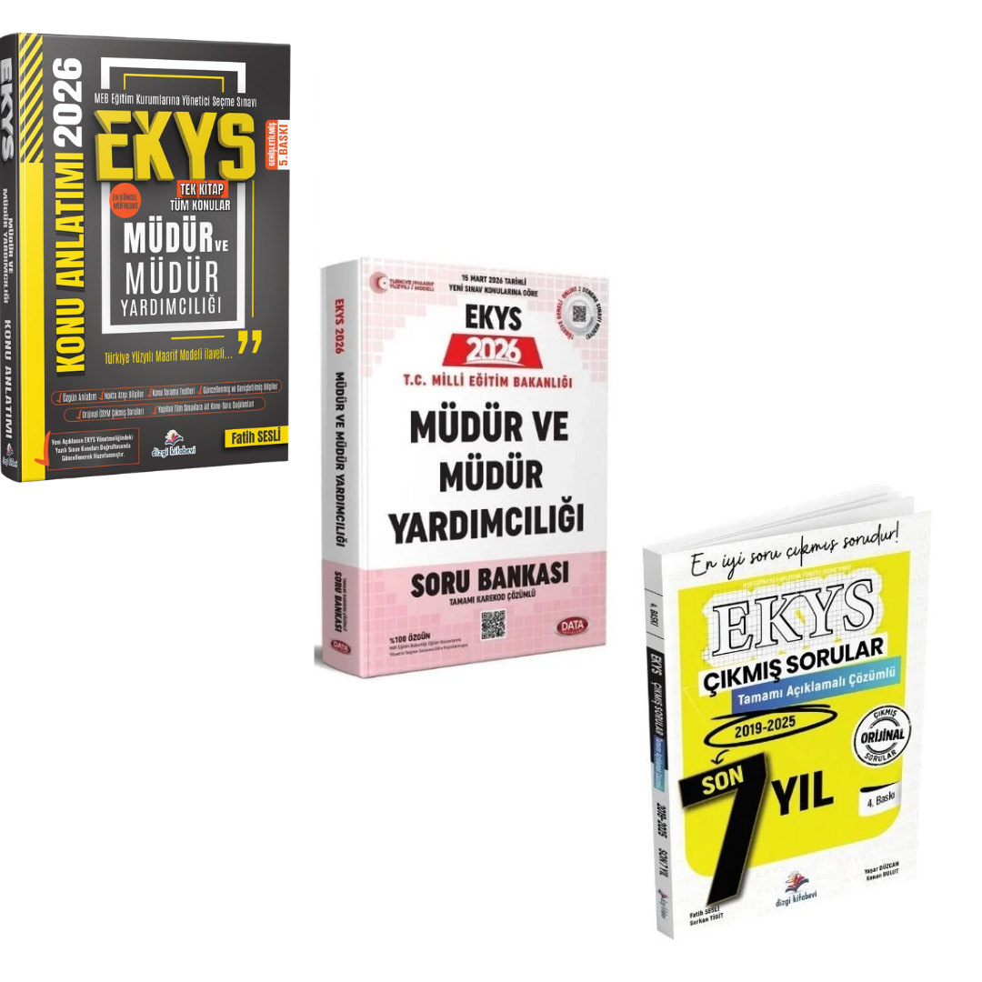 Dizgi Kitap 2026 MEB EKYS Müdür ve Müdür Yardımcılığı Konu Anlatımı & Dizgi Kitap MEB EKYS Müdür ve Müdür Yardımcılığı 7 Yıl Çıkmış Sorular ve 2026 MEB EKYS Müdür ve Müdür Yardımcılığı Soru Bankası (Maarif Modeline Göre) Data Yayınları Seti