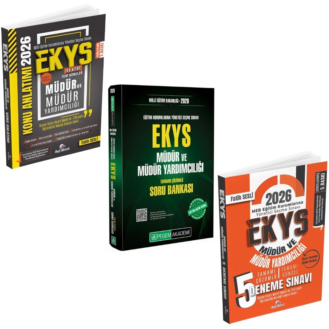 Dizgi Kitap 2026 MEB EKYS Müdür ve Müdür Yardımcılığı Konu Anlatımı & MEB EKYS 5`li Deneme ve MEB EKYS Soru Bankası Pegem Yayınları Seti