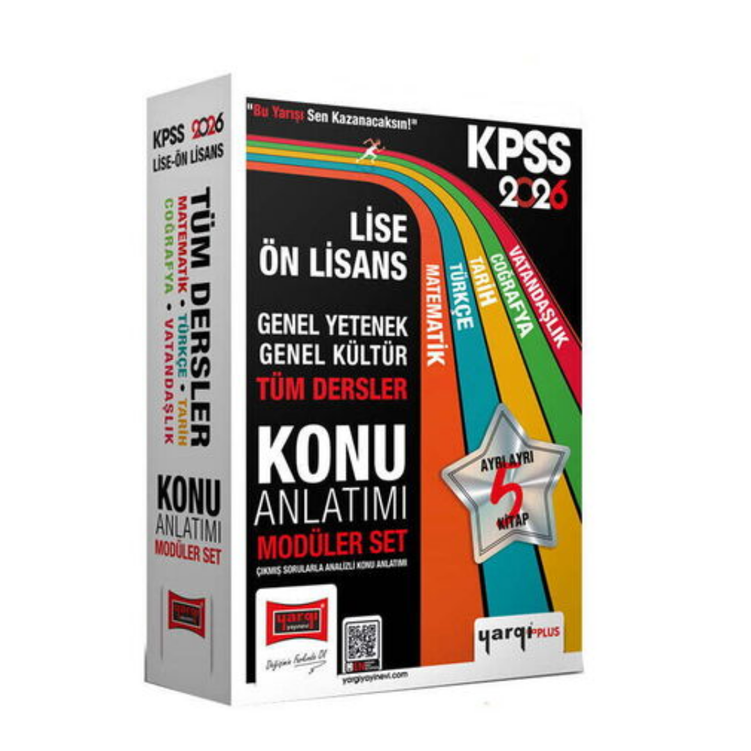 2026 KPSS Lise Ön Lisans GK-GY Tüm Dersler Konu Anlatımı Modüler Set (5 Kitap) Yargı Yayınları