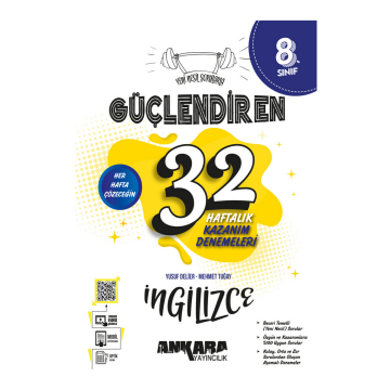 Ankara Yayıncılık 8. Sınıf İngilizce Güçlendiren 32 Haftalık Kazanım Denemeleri