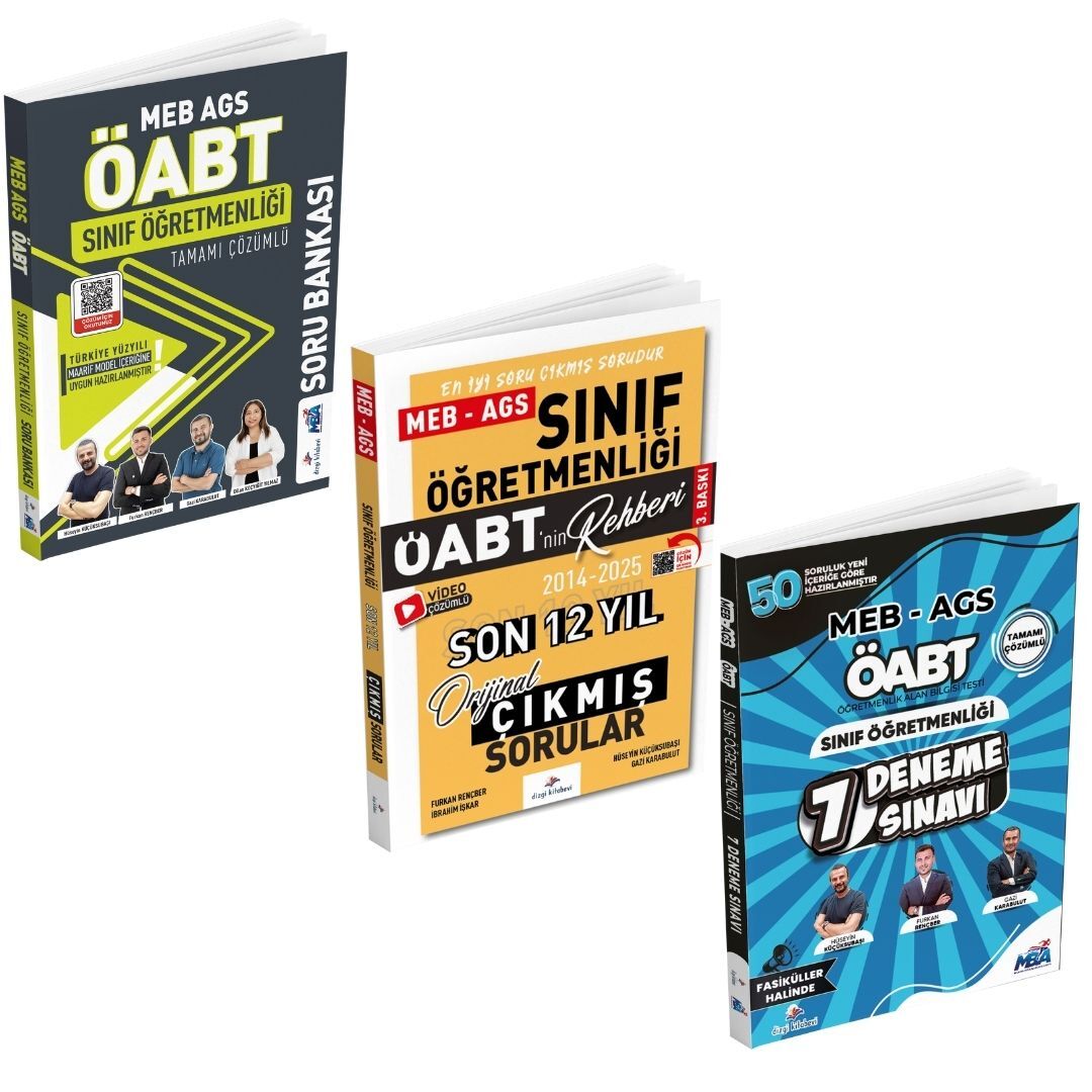 Dizgi Kitap 2026 Meb Ags ÖABT Sınıf Öğretmenliği Soru Bankası & Meb Ags ÖABT Sınıf Öğretmenliği Çıkmış Sınav Soruları & Meb Ags ÖABT Sınıf Öğretmenliği Tamamı Çözümlü 7 Deneme Sınavı Seti