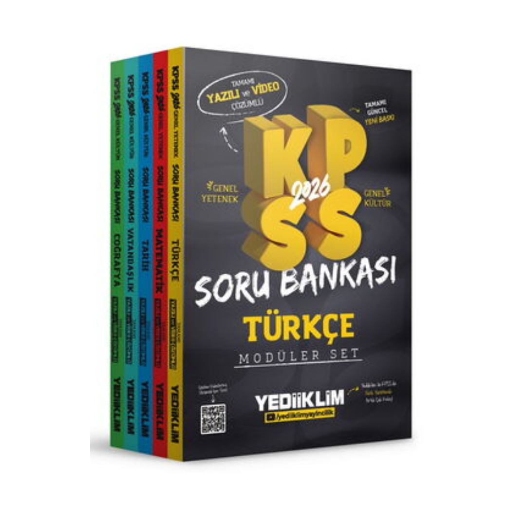 2026 KPSS Genel Yetenek Genel Kültür Tamamı Hem Yazılı Hem Video Çözümlü Modüler Set Soru Bankası (5 Kitap) Yediiklim Yayınları