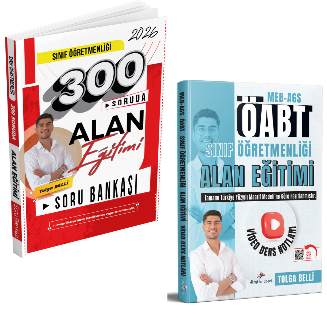 Dizgi Kitap 2026 Meb Ags ÖABT Sınıf Öğretmenliği 300 Soruda Alan Eğitimi Soru Bankası ve 2026 Meb Ags ÖABT Sınıf Öğretmenliği Alan Eğitimi Video Ders Notları Seti Tolga Belli