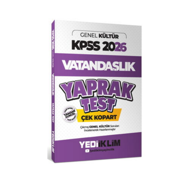 Yediiklim Yayınları 2026 KPSS Genel Kültür Vatandaşlık Çek Kopart Yaprak Test