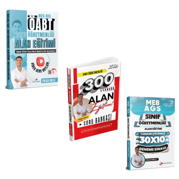 Dizgi Kitap 2026 Meb Ags ÖABT Sınıf Öğretmenliği Alan Eğitimi Video Ders Notları & Sınıf Öğretmenliği Soru Bankası ve Sınıf Öğretmenliği 10 Deneme Süper 3'lü Set Tolga Belli
