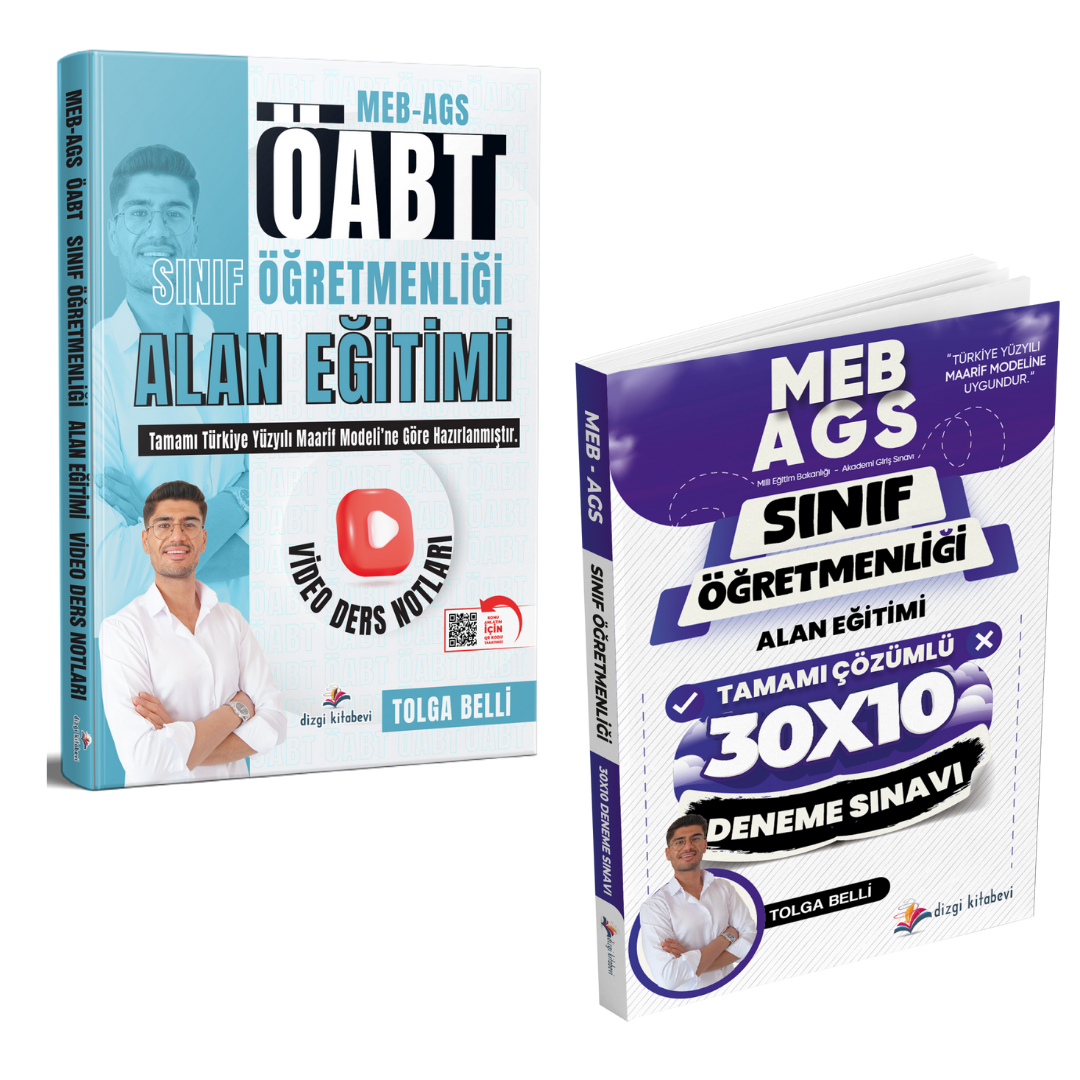 Dizgi Kitap 2026 Meb Ags ÖABT Sınıf Öğretmenliği Alan Eğitimi Video Ders Notları ve Meb Ags ÖABT Sınıf Öğretmenliği Alan Eğitimi Tamamı Çözümlü 10 Deneme Seti Tolga Belli
