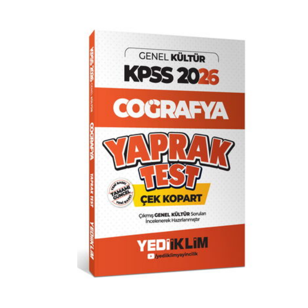 2026 KPSS-AGS Genel Kültür Coğrafya Çek Kopart Yaprak Test Yediiklim Yayınları