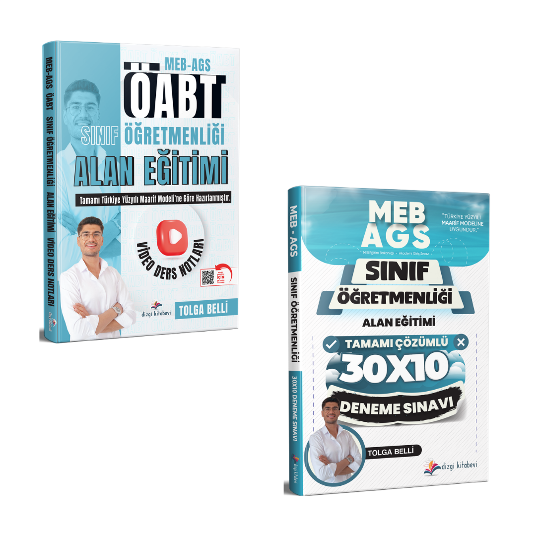 Dizgi Kitap 2026 Meb Ags ÖABT Sınıf Öğretmenliği Alan Eğitimi Video Ders Notları ve Meb Ags ÖABT Sınıf Öğretmenliği Alan Eğitimi Tamamı Çözümlü 10 Deneme Seti Tolga Belli