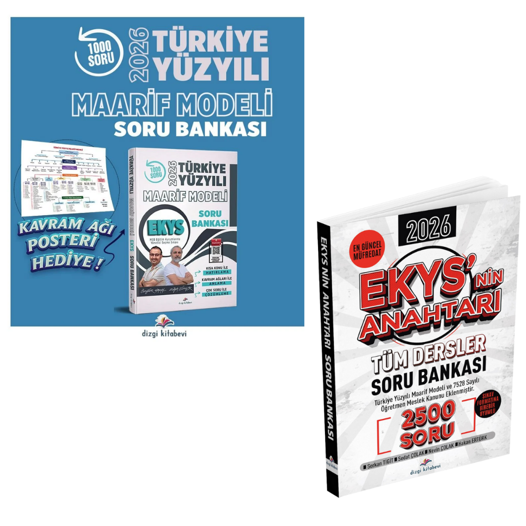 Dizgi Kitap 2026 MEB EKYS Müdür ve Müdür Yardımcılığı Soru Bankası 2500 Soru ve MEB EKYS Türkiye Yüzyılı Maarif Modeli Tamamı Video Çözümlü Soru Bankası 2'li Soru Seti Serkan Tigit