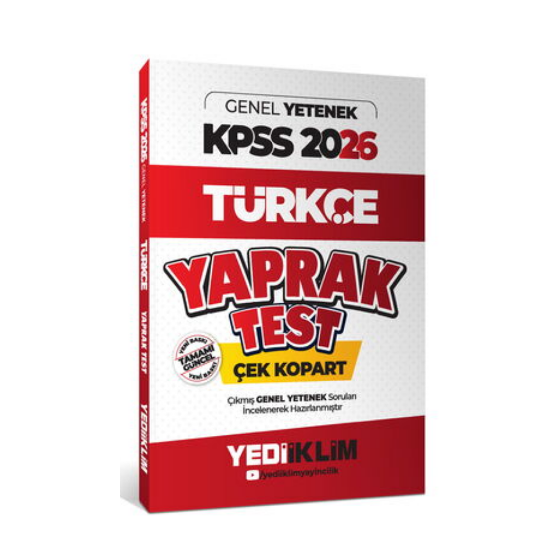 2026 KPSS Genel Yetenek Türkçe Çek Kopart Yaprak Test Yediiklim Yayınları