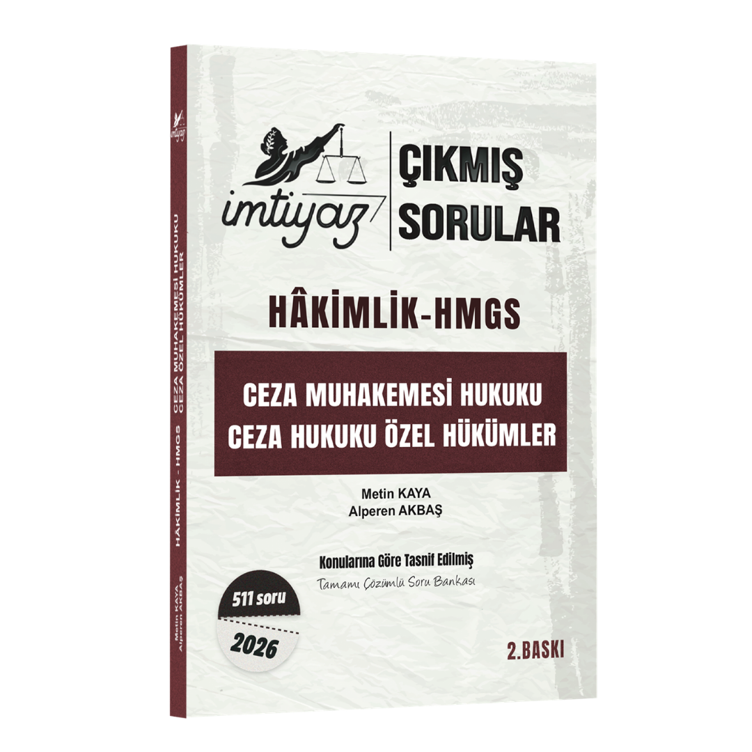 İmtiyaz Yayınları 2026 Hakimlik HMGS Ceza Muhakemesi Hukuku, Ceza Hukuku Özel Hükümler Çıkmış Sorular