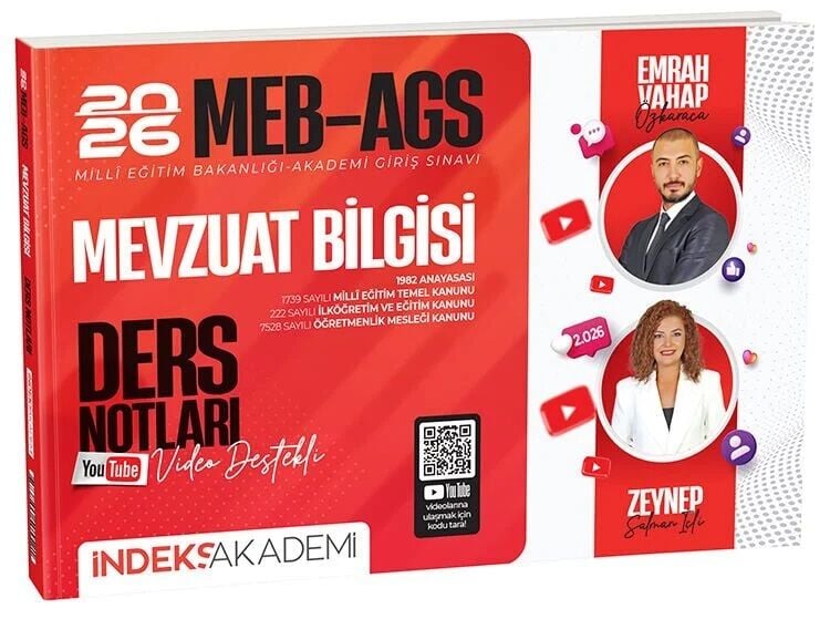 2026 MEB-AGS Mevzuat Bilgisi Video Ders Notları - Emrah Vahap Özkaraca, Zeynep Salman İçli İndeks Akademi Yayıncılık