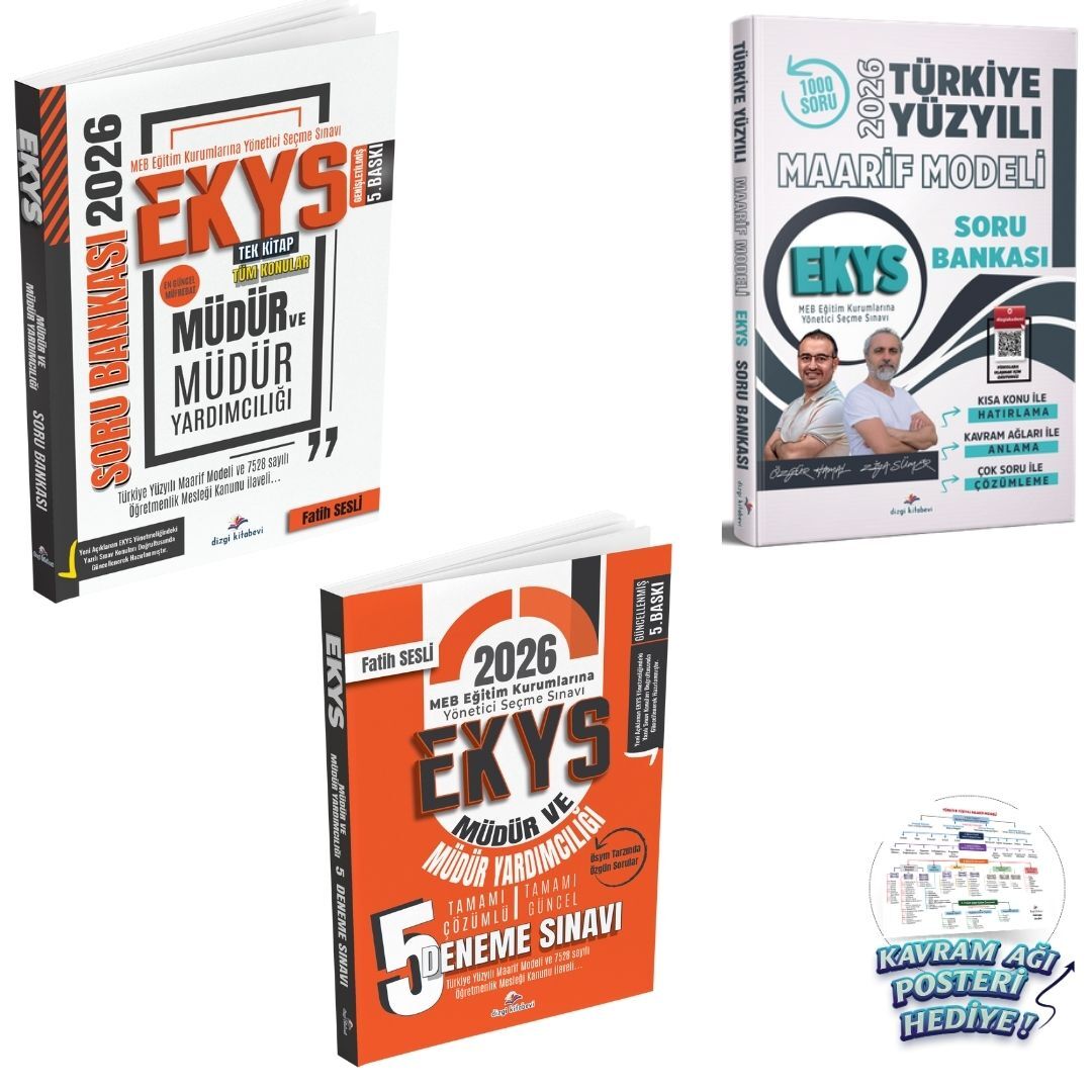 Dizgi Kitap 2026 MEB EKYS Müdür ve Müdür Yardımcılığı Soru Bankası & MEB EKYS Türkiye Yüzyılı Maarif Modeli Soru Bankası ve MEB EKYS 5`li Deneme Seti