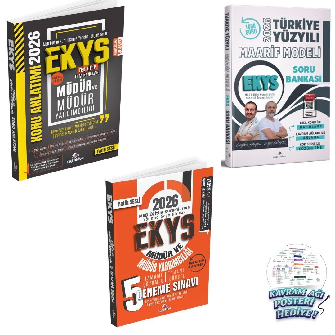 Dizgi Kitap 2026 MEB EKYS Müdür ve Müdür Yardımcılığı Konu Anlatımı & MEB EKYS Türkiye Yüzyılı Maarif Modeli Soru Bankası ve 2026 MEB EKYS 5`li Deneme Seti