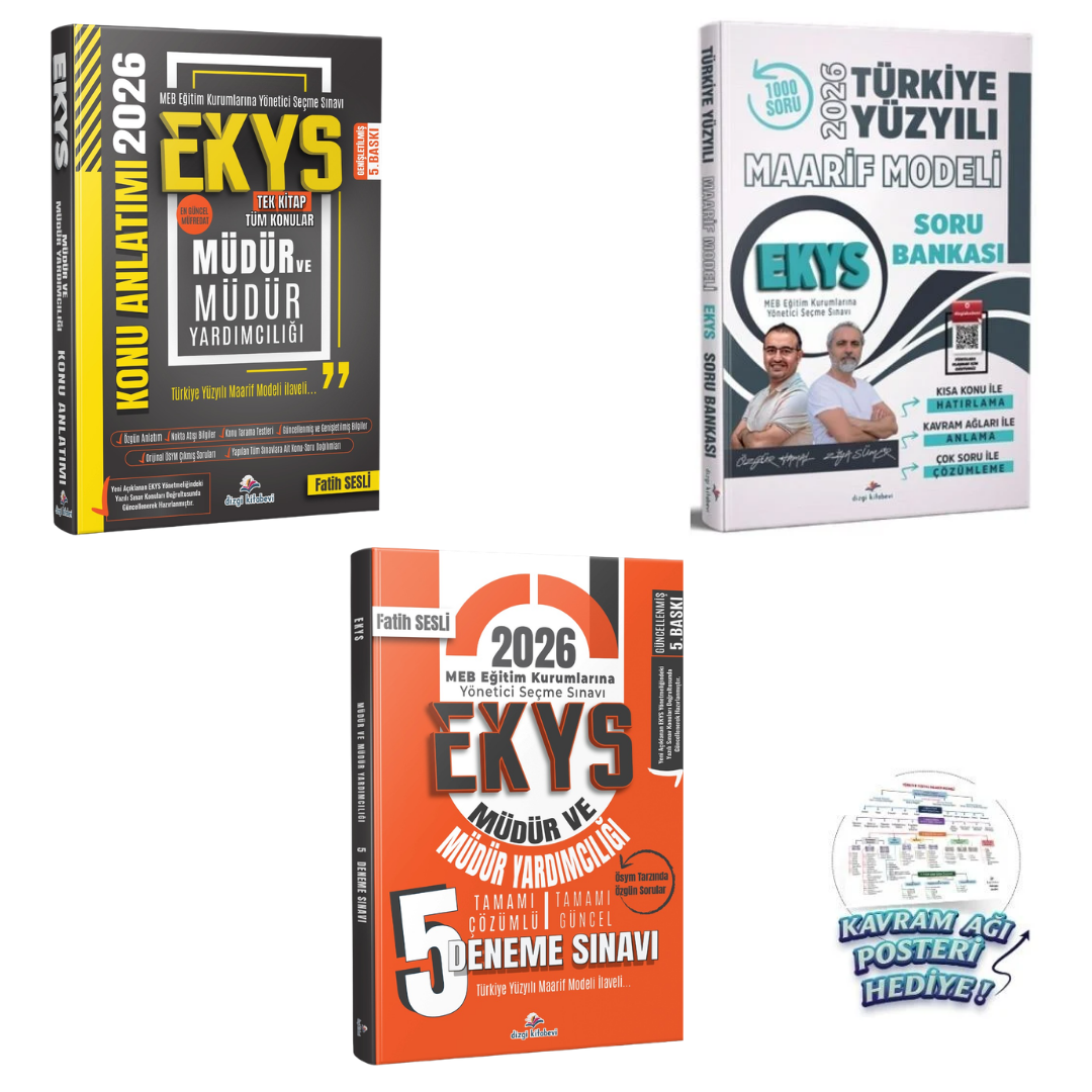 Dizgi Kitap 2026 MEB EKYS Müdür ve Müdür Yardımcılığı Konu Anlatımı & MEB EKYS Türkiye Yüzyılı Maarif Modeli Soru Bankası ve 2026 MEB EKYS 5`li Deneme Seti