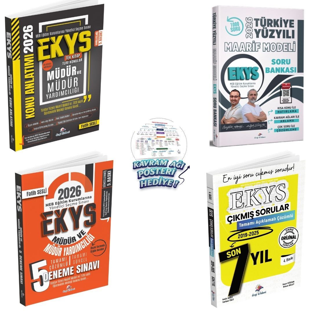 Dizgi Kitap Kazandıran Süper EKYS Seti 2026 MEB EKYS Müdür ve Müdür Yardımcılığı Konu Anlatımı & Türkiye Yüzyılı Maarif Modeli Soru Bankası & MEB EKYS 5`li Deneme ve MEB EKYS Son 7 Yıl Çıkmış Sorular Seti