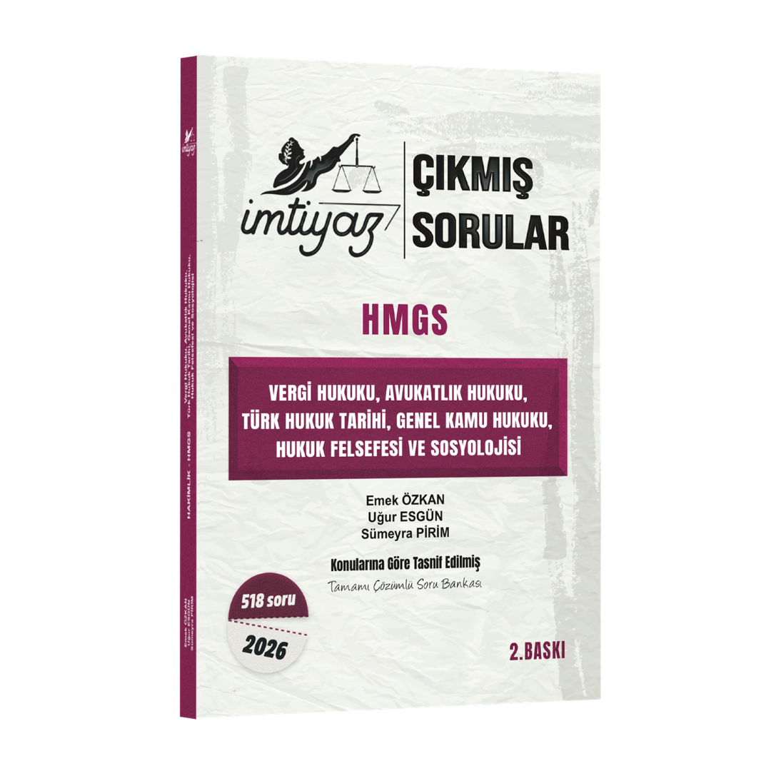 İmtiyaz Yayınları 2026 HMGS Vergi Hukuku, Avukatlık Hukuku , Genel Kamu Hukuku, Türk Hukuk Tarihi, Hukuk Felsefesi ve Sosyolojisi Çıkmış Sorular Çözümlü
