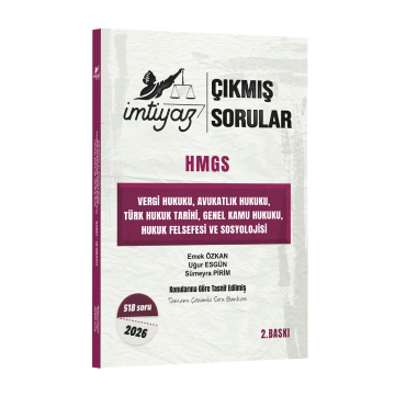İmtiyaz Yayınları 2026 HMGS Vergi Hukuku, Avukatlık Hukuku , Genel Kamu Hukuku, Türk Hukuk Tarihi, Hukuk Felsefesi ve Sosyolojisi Çıkmış Sorular Çözümlü