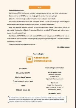 Adem Hakan Uzem 2026 Meb Ags ÖABT Baki Türk Dili Edebiyatı Öğretmenliği Dijital Çözümlü 5 Deneme﻿