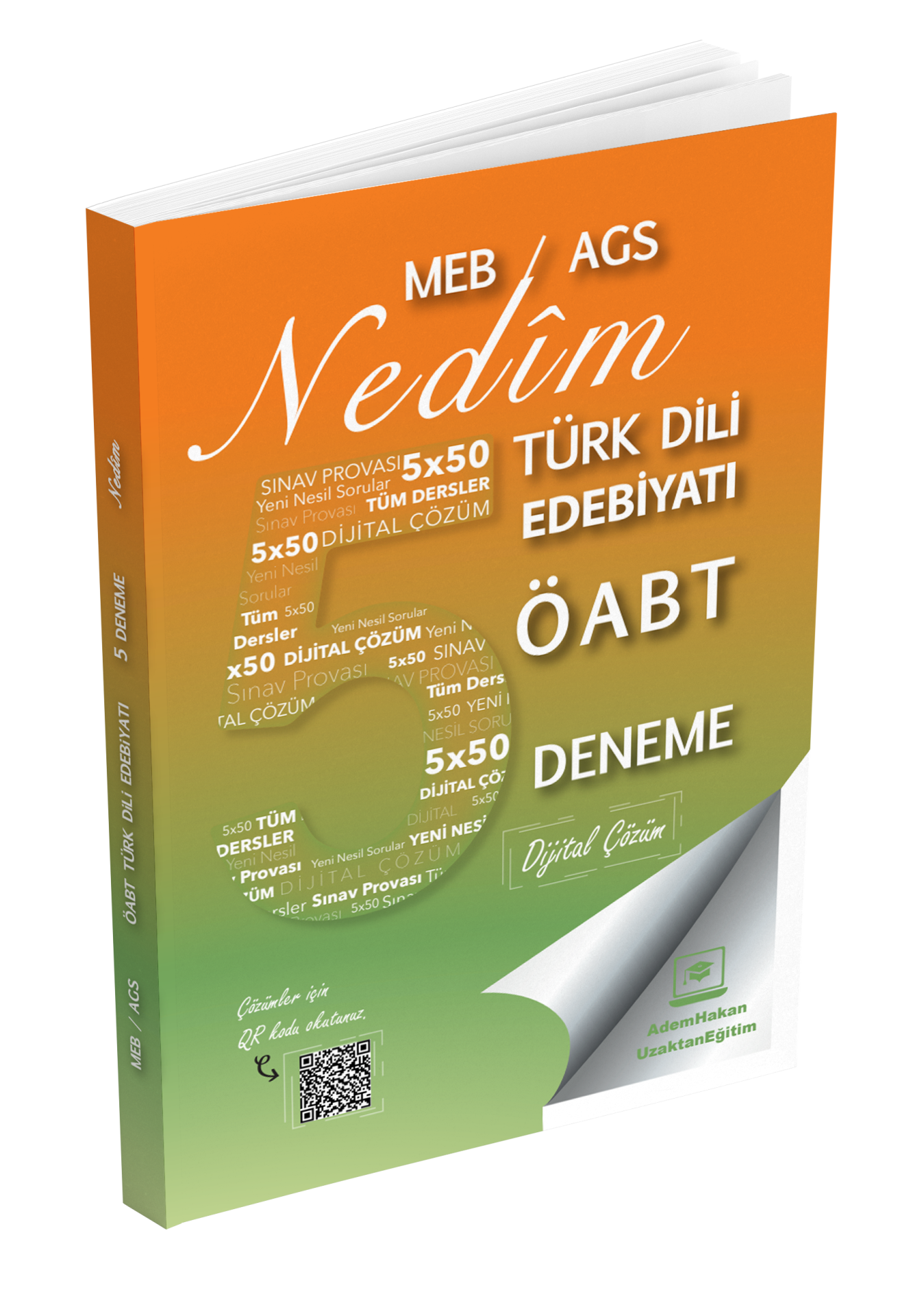 Adem Hakan Uzem 2026 Meb Ags ÖABT Nedim Türk Dili Edebiyatı Öğretmenliği Dijital Çözümlü 5 Deneme