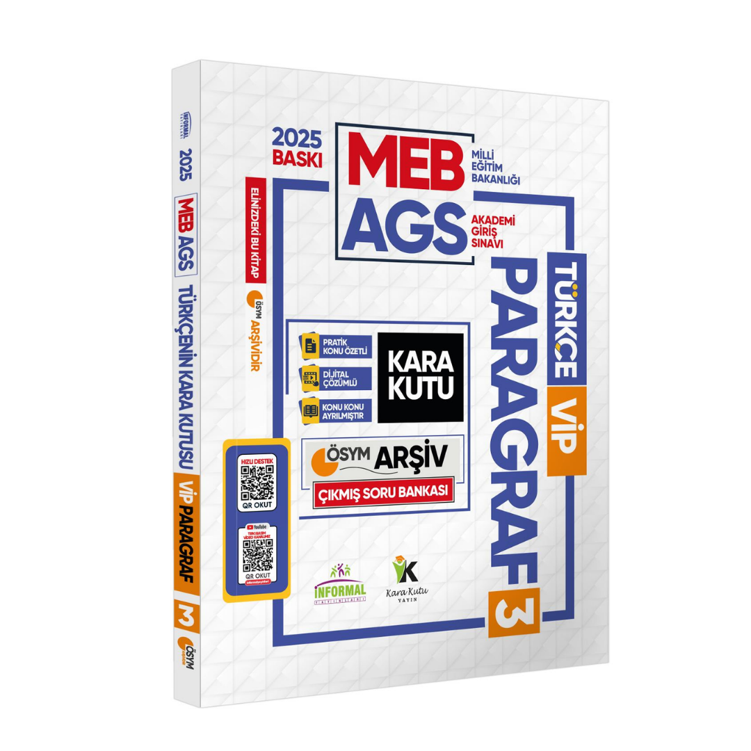 2025 MEB-AGS Türkçenin Kara Kutusu PARAGRAF 3 VİP ÖSYM Çıkmış Soru Havuzu Bankası Video/PDF Çözümlü İnformal Yayınları