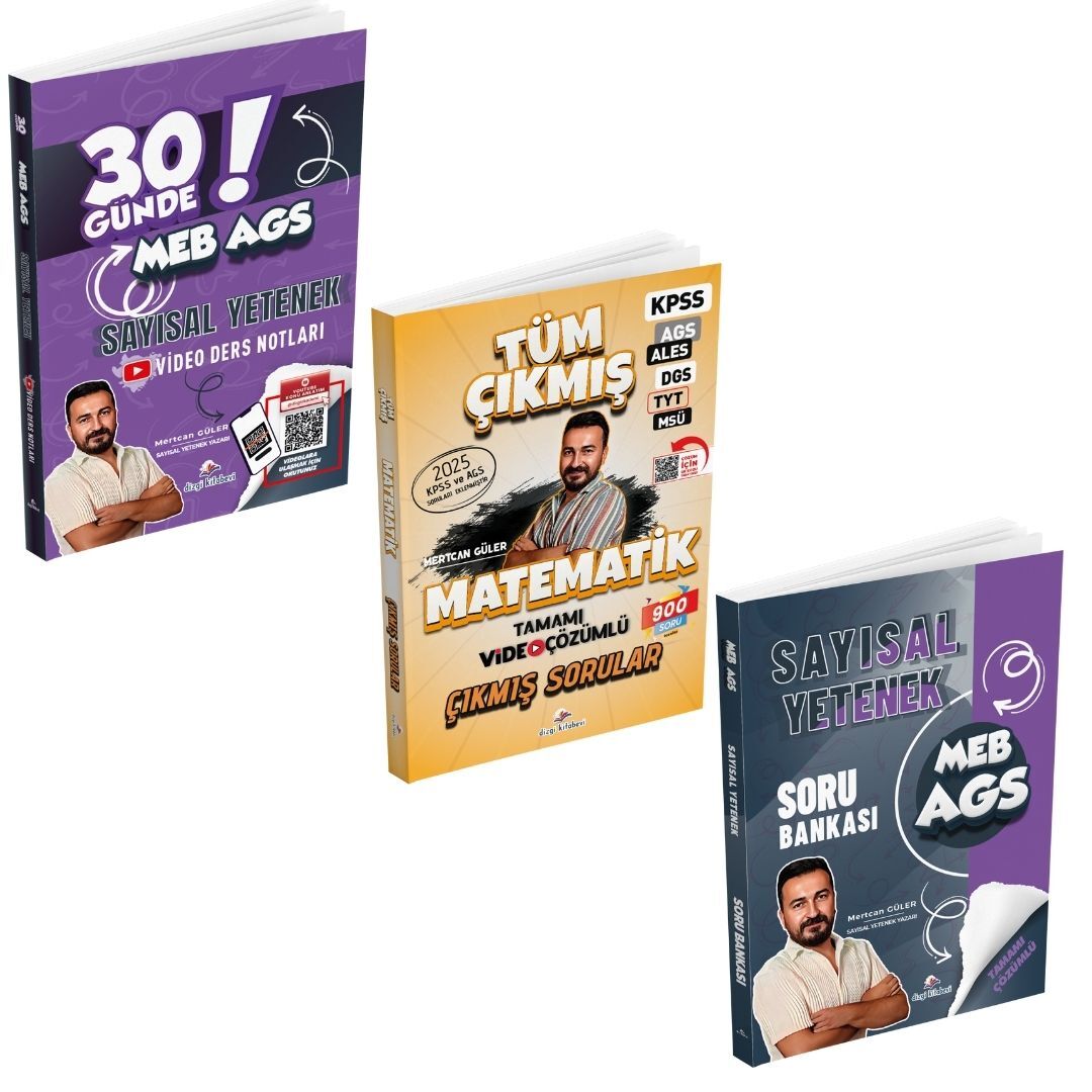 Dizgi Kitap 2026 MEB AGS 30 Günde Sayısal Yetenek Video Ders Notları, Soru Bankası ve Matematik Çıkmış Sorular Seti 3'lü Set Mertcan Güler