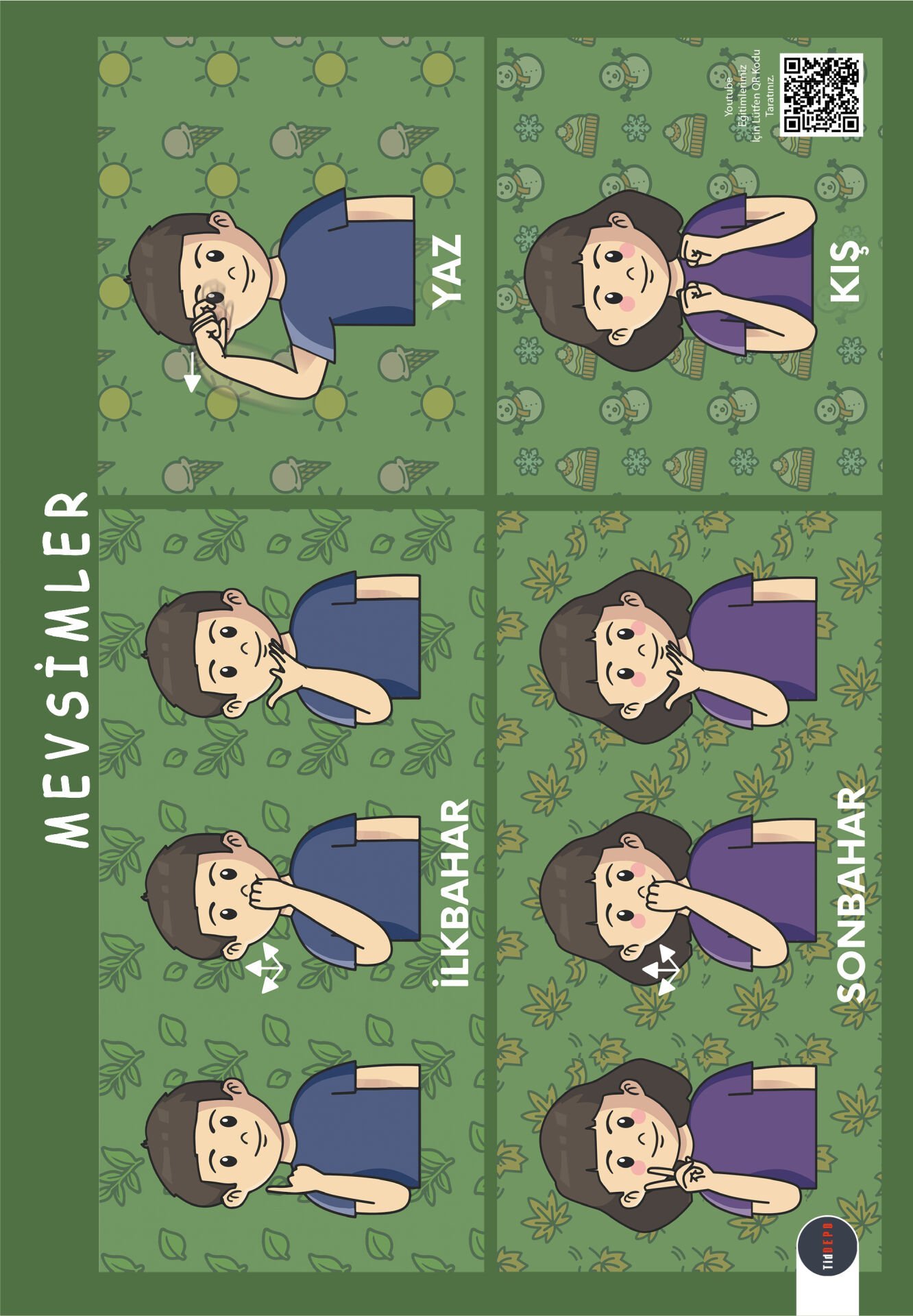 İşaret Dili ile Mevsimler Posteri-TİD Eğitim Materyalleri