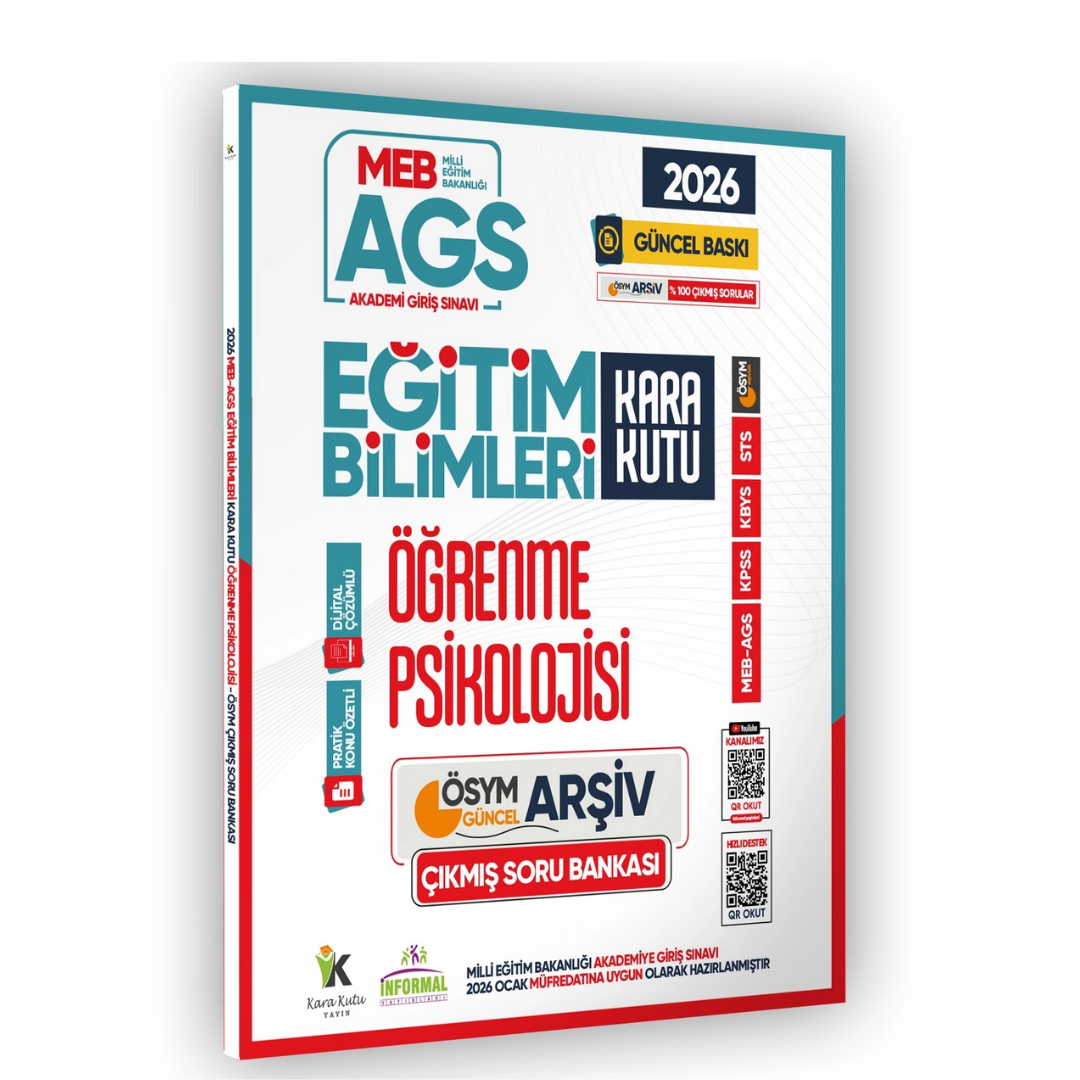 2026 MEB AGS Eğitim Bilimlerinin Kara Kutusu ÖĞRENME PSİKOLOJİSİ ÖSYM Çıkmış Soru Bankası Çözümlü İnformal Yayınları