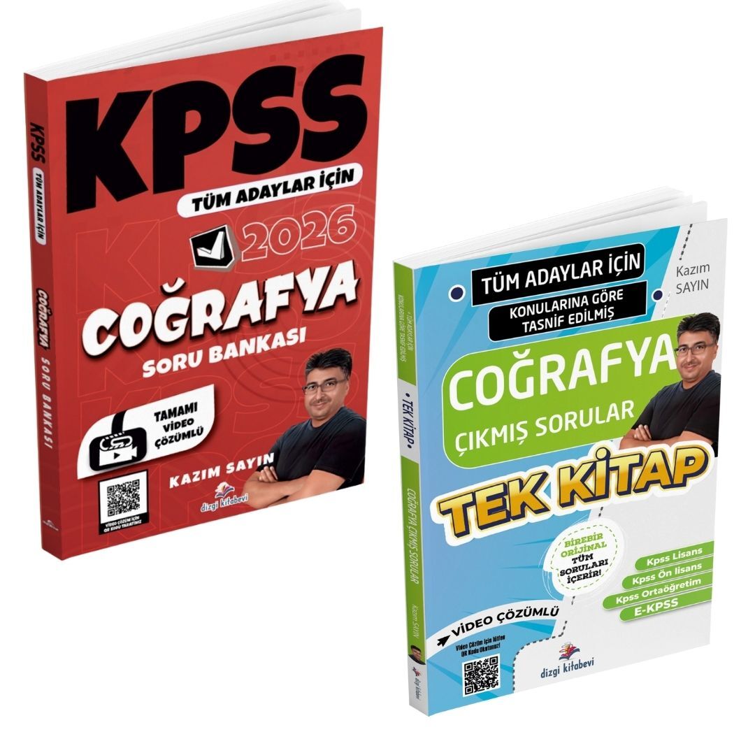 Dizgi Kitap 2026 Tüm Adaylar İçin KPSS Coğrafya Tamamı Video Çözümlü Soru Bankası ve Çıkmış Sorular Seti Kazım Sayın