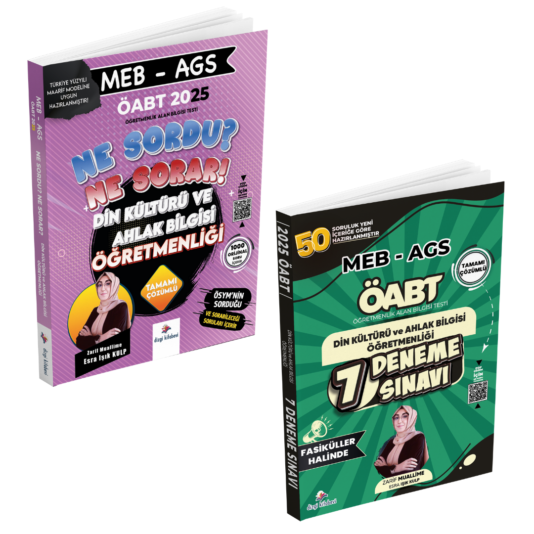 Dizgi Kitap 2025 Meb Ags ÖABT Ne Sordu Ne Sorar Din Kültürü ve Ahlak Bilgisi Öğretmenliği Tamamı Pdf Çözümlü Soru Bankası ve 7 Deneme Seti Zarif Hoca Esra Işık Kulp
