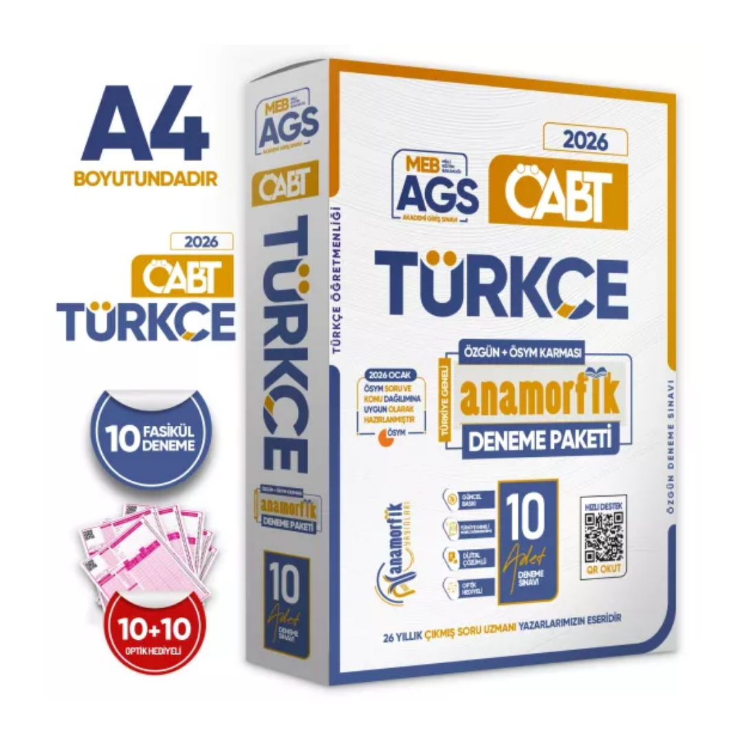 2026 MEB-AGS ÖABT Anamorfik TÜRKÇE Öğretmenliği Özgün 10lu Deneme Dijital Çözümlü Türkiye Geneli Anamorfik Yayınları