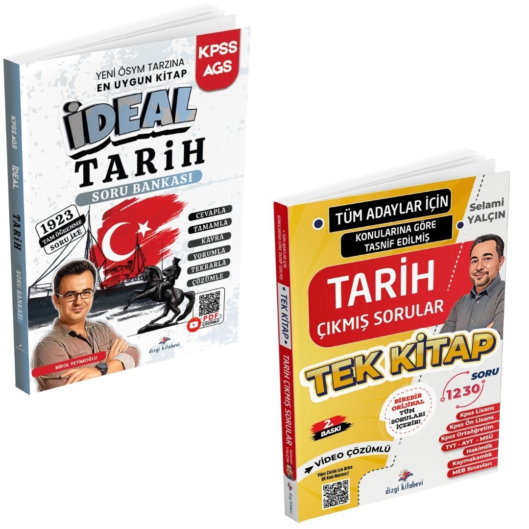 Dizgi Kitap 2026 KPSS MEB AGS İdeal Tarih Tamamı PDF Çözümlü Soru Bankası ve Tüm Sınavlar Tarih Video Çözümlü Çıkmış Soru Külliyatı Seti