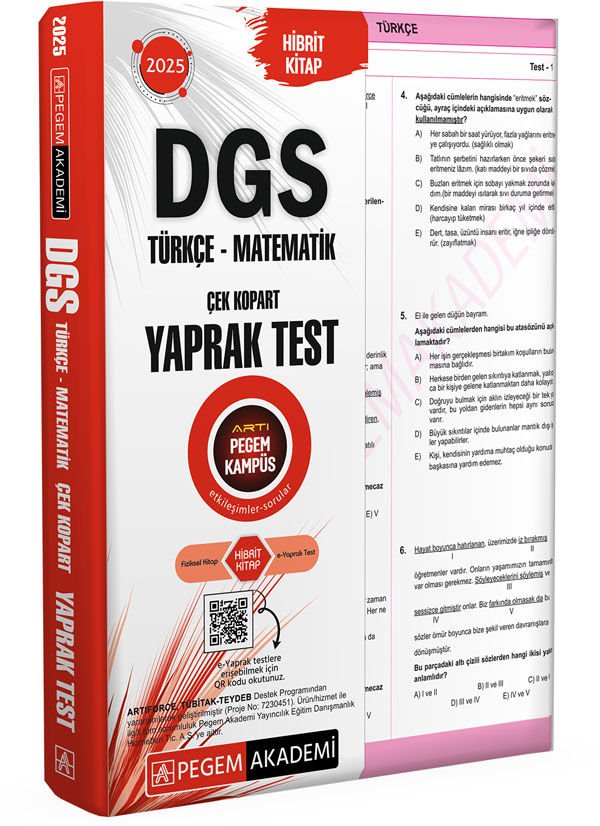 2025 DGS Çek Kopart Yaprak Test Pegem Yayınları