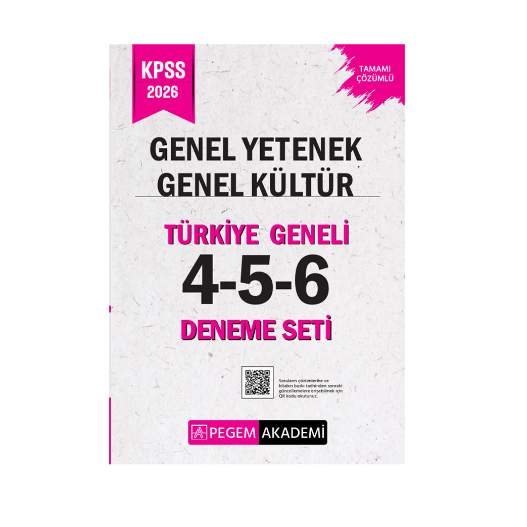 2026 KPSS Genel Yetenek Genel Kültür Tamamı Çözümlü Türkiye Geneli 4-5-6 (3'lü Deneme Seti) Pegem Yayınları