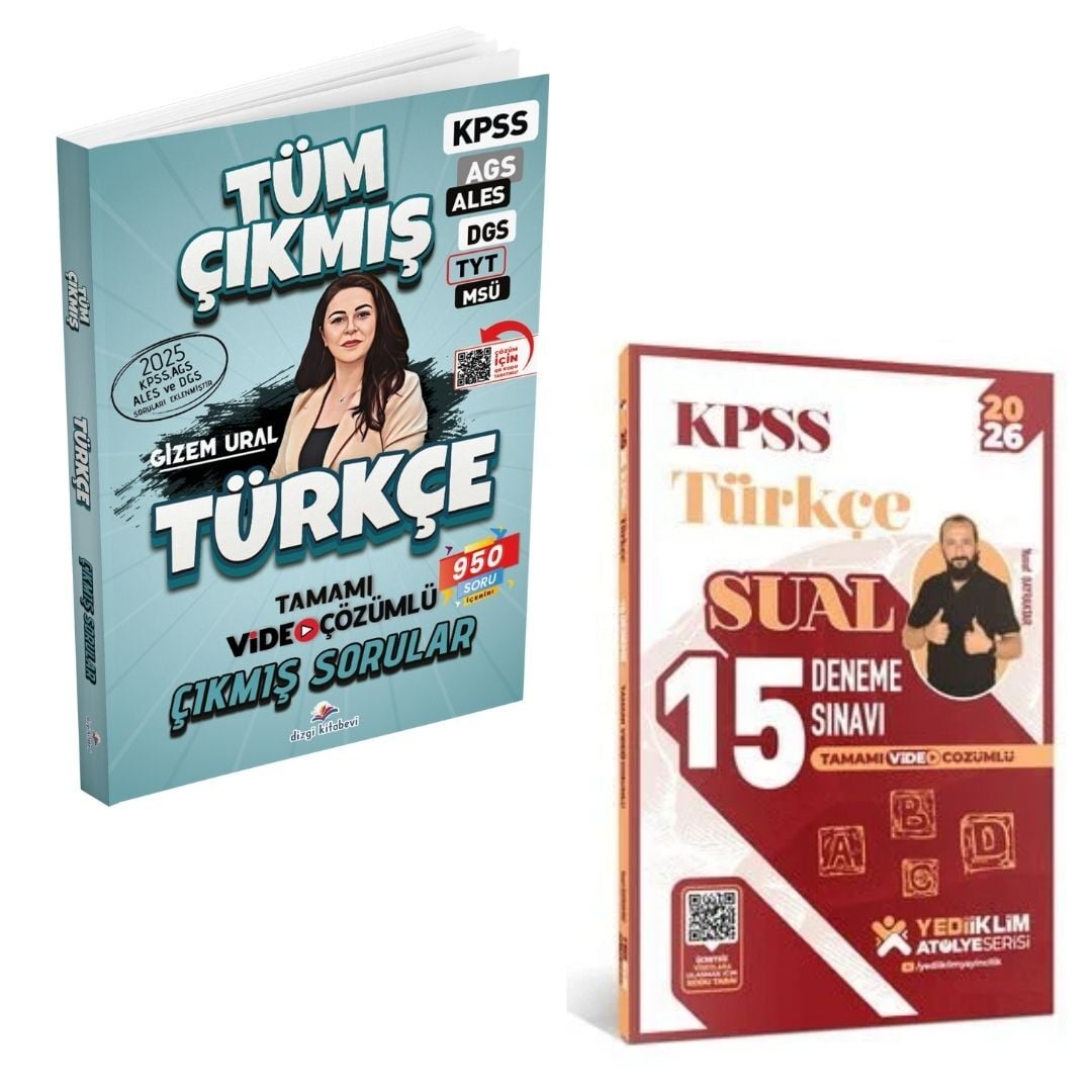 Dizgi Kitap 2026 Türkçe Tüm Sınavlar Çıkmış Sorular Gizem Ural ve KPSS Türkçe 15 Deneme Sınavı Yediiklim Yayınları Seti