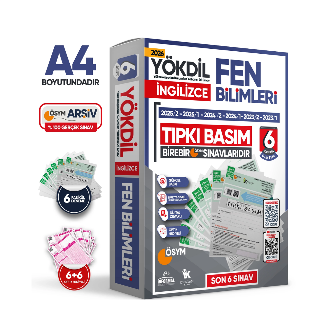 2026 YÖKDİL İngilizce FEN BİLİMLERİ ÖSYM Çıkmış Soru Tıpkı Basım Deneme Paketi 6lı Türkiye Geneli İnformal Yayınları