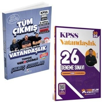 Dizgi Kitap 2026 Vatandaşlık Tüm Sınavlar Çıkmış Sorular ve KPSS Vatandaşlık 26 Deneme Sınavı Yediiklim Yayınları Seti