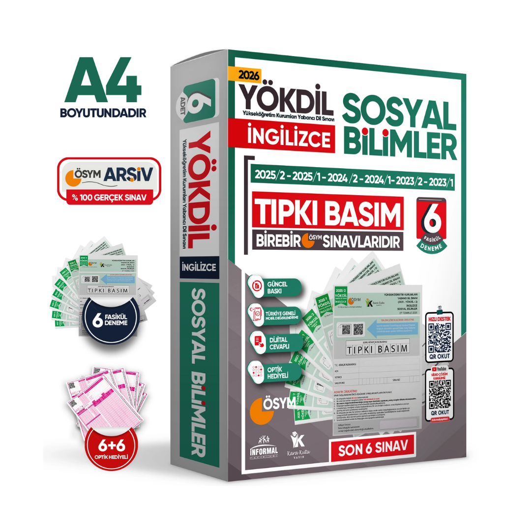 2026 YÖKDİL İngilizce SOSYAL BİLİMLER ÖSYM Çıkmış Soru Tıpkı Basım Deneme Paketi 6lı Türkiye Geneli İnformal Yayınları