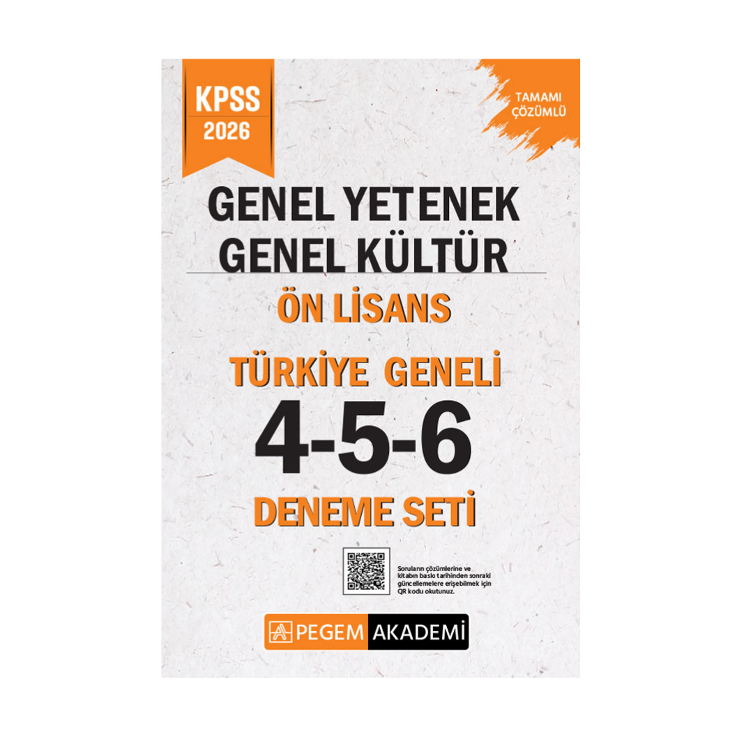 2026 KPSS Genel Yetenek Genel Kültür Lise-Ön Lisans Tamamı Çözümlü Türkiye Geneli 4-5-6 (3'lü Deneme Seti) Pegem Yayınları