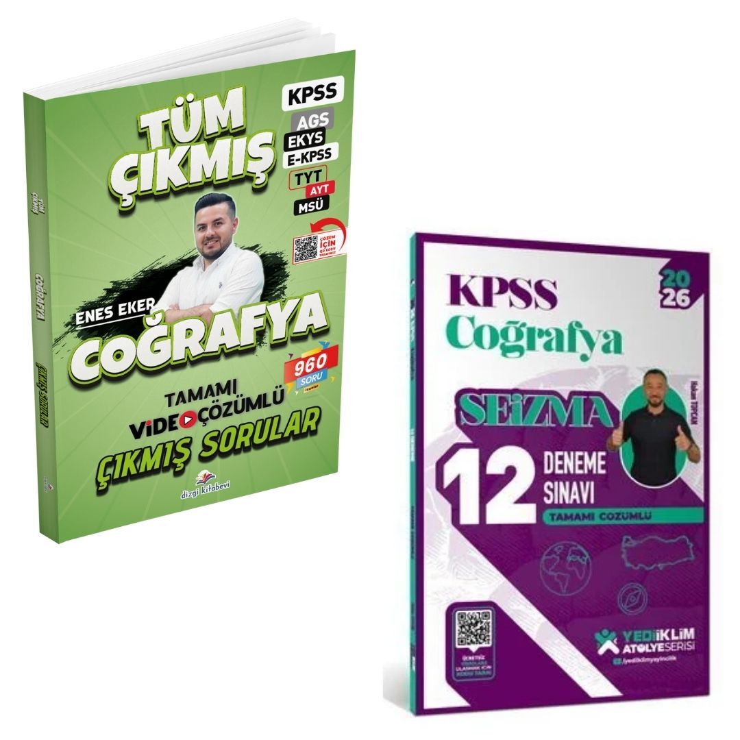 Dizgi Kitap 2026 Coğrafya Tüm Sınavlar Çıkmış Sorular ve KPSS Coğrafya 12 Deneme Sınavı Yediiklim Yayınları Seti