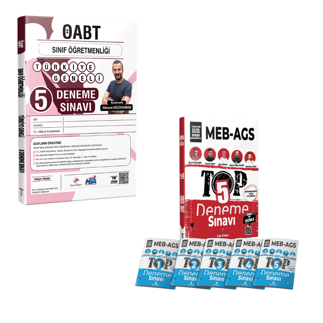 Dizgi Kitap 2026 Meb Ags ÖABT Sınıf Öğretmenliği Türkiye Geneli Tamamı PDF Çözümlü Fasiküller Halinde 5 Deneme Sınavı ve MEB AGS TOP 5 Tamamı PDF Çözümlü Fasiküller Halinde 5 Deneme Sınavı Seti Hüseyin Küçüksubaşı