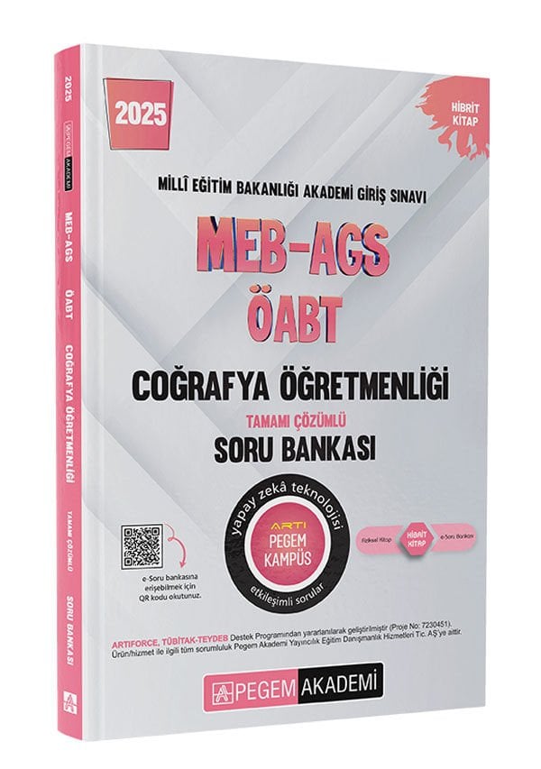 2025 MEB-AGS-ÖABT Coğrafya Öğretmenliği Tamamı Çözümlü Soru Bankası Pegem Yayınları